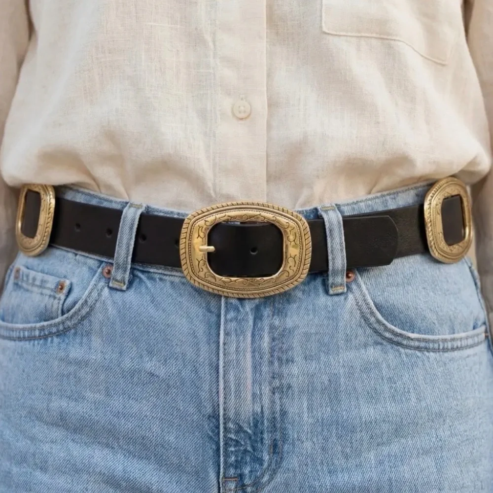 Western Concho Vegan Leather Belt